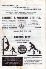 Tooting & Mitcham United v Oxford City